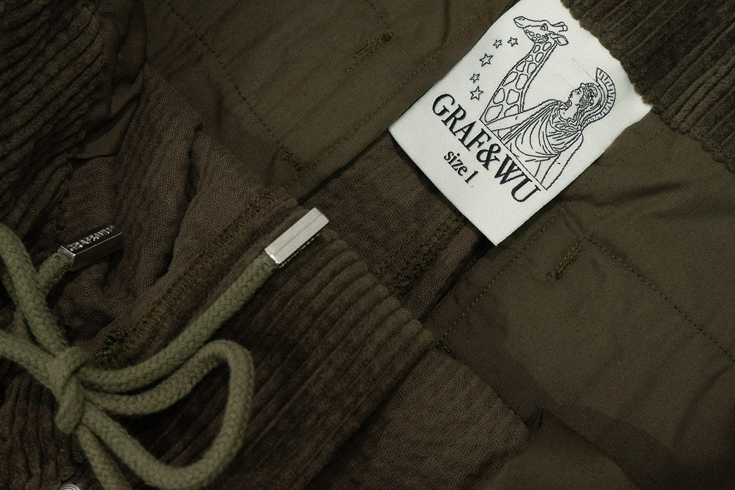 GRAF&WU Fashion Studded Design Corduroy Loose Pants