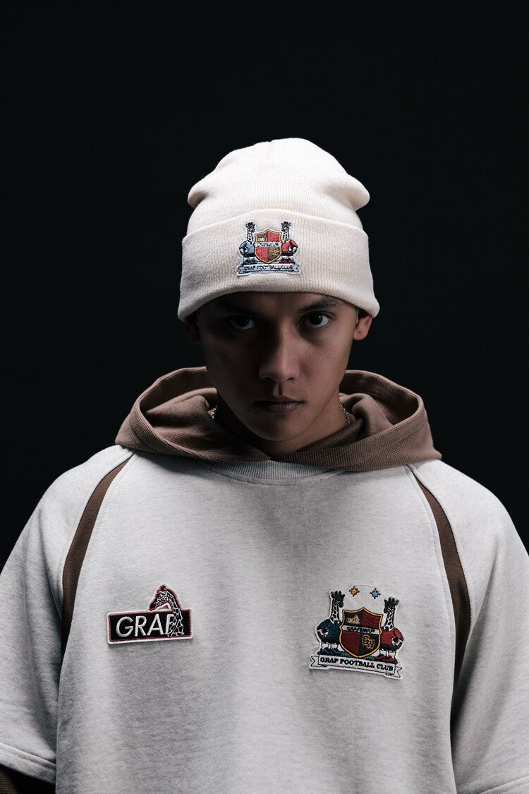 GRAF&WU Blokecore Floral Embroidery Thin Layered Look Jersey Hoodie