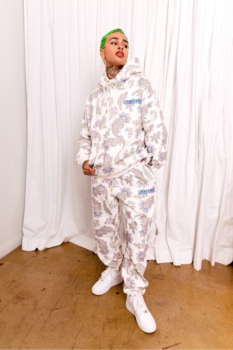 GRAF&WU Paisley 2.0 Illustrated Art Printed Fleece Hoodie