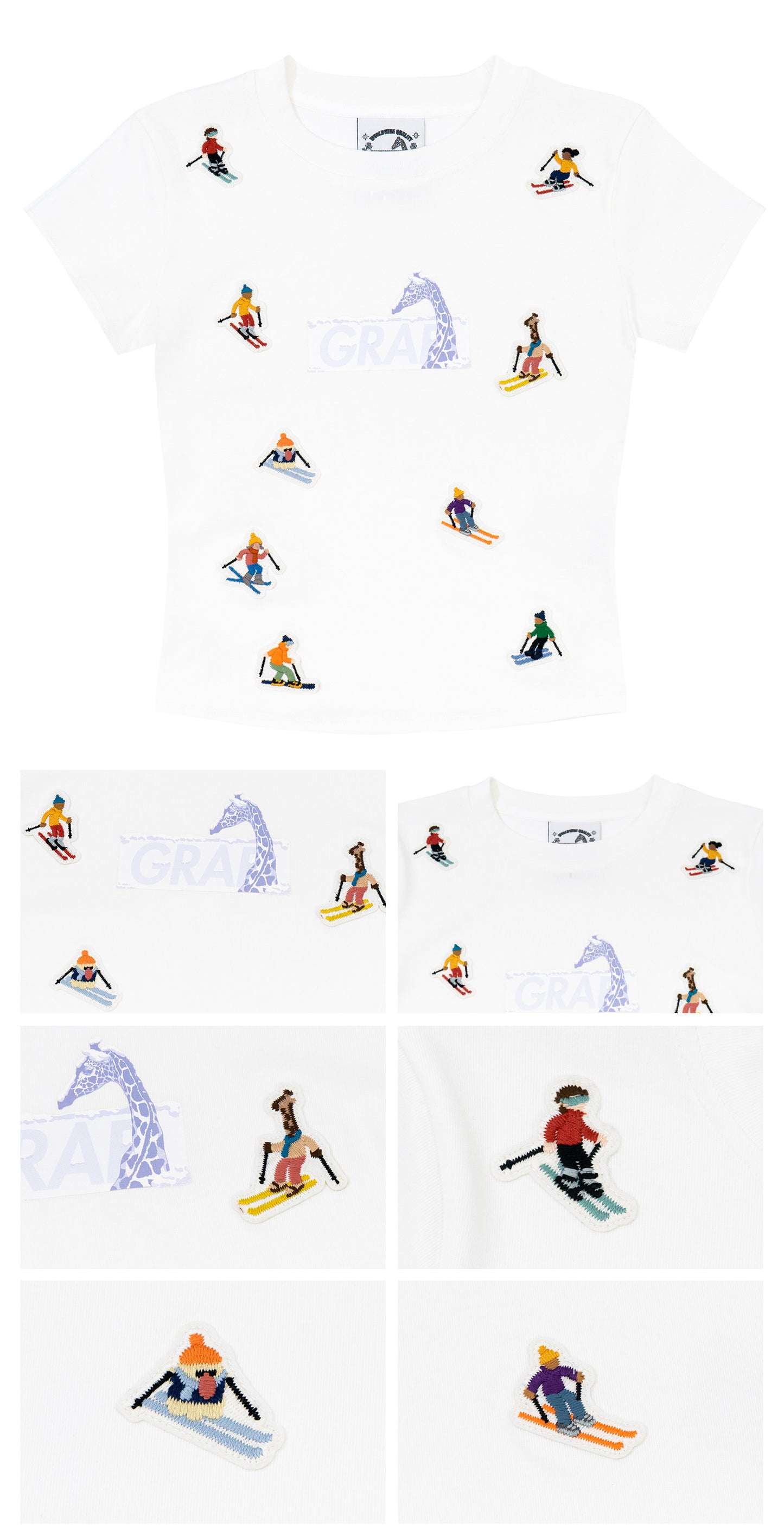 GRAF&WU Y2K Sports Giraffe Mini Embroidered Hot Girls T-Shirt