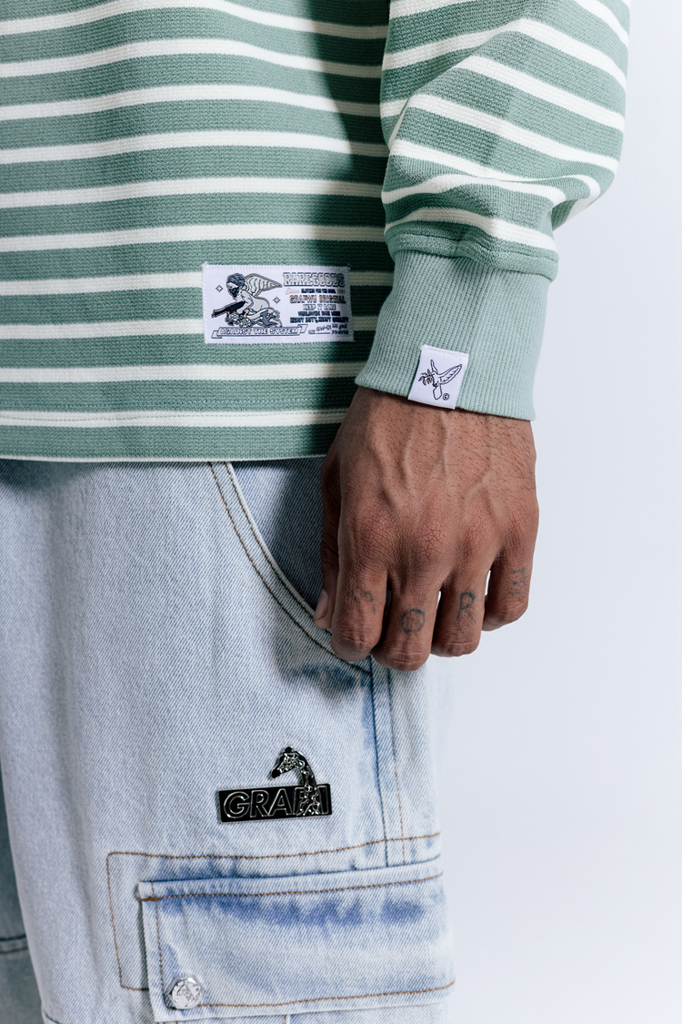 GRAF& WU Metal Giraffe Logo Streetwear Striped Long-Sleeve Shirt