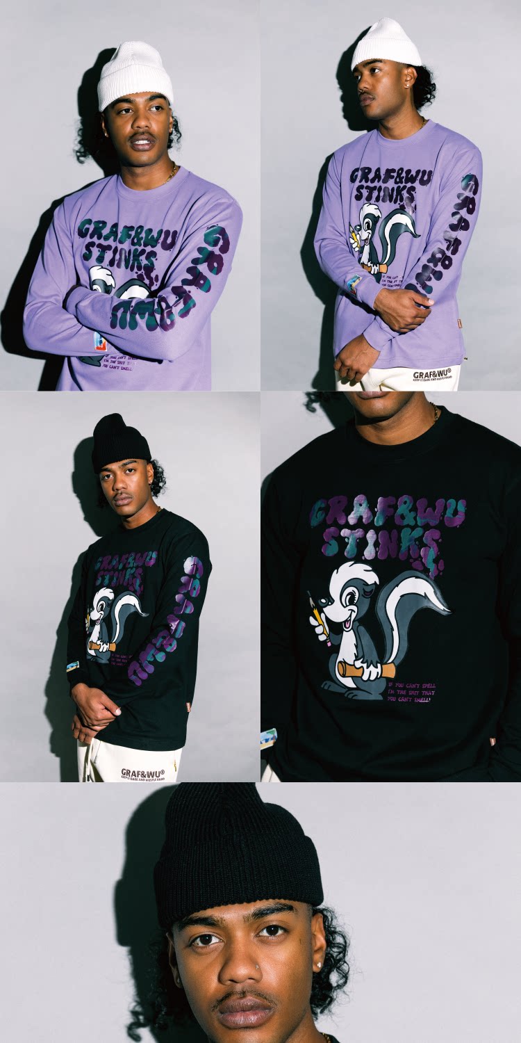 GRAF&WU Stink Writer Skunk Write Lyrics Long-sleeved T-shirt