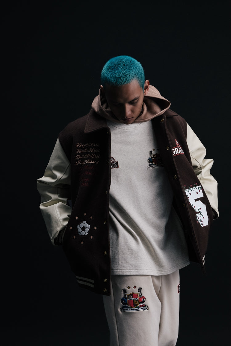 GRAF&WU Blokecore Floral Leather Sleeve Jacket