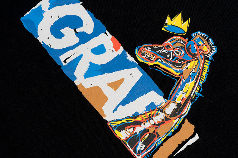 GRAF&WU Basquiat Graphic Print Loose Long Sleeve Shirt