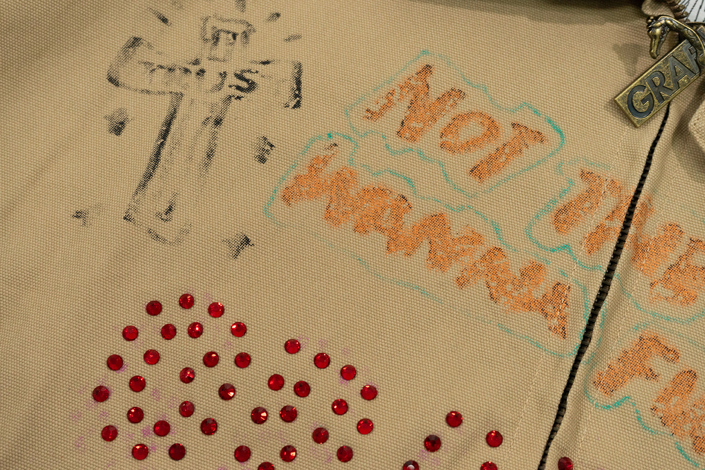 GRAF&WU Leather Collar Harrington Graffiti Vintage Jacket