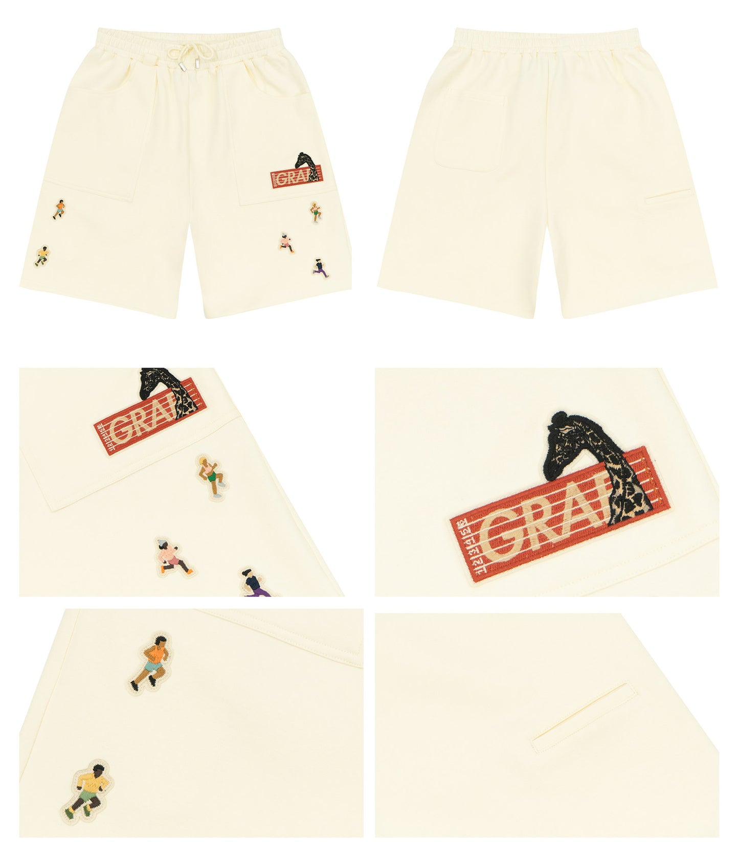 GRAF&WU Mini Athletic Giraffe Embroidered Shorts