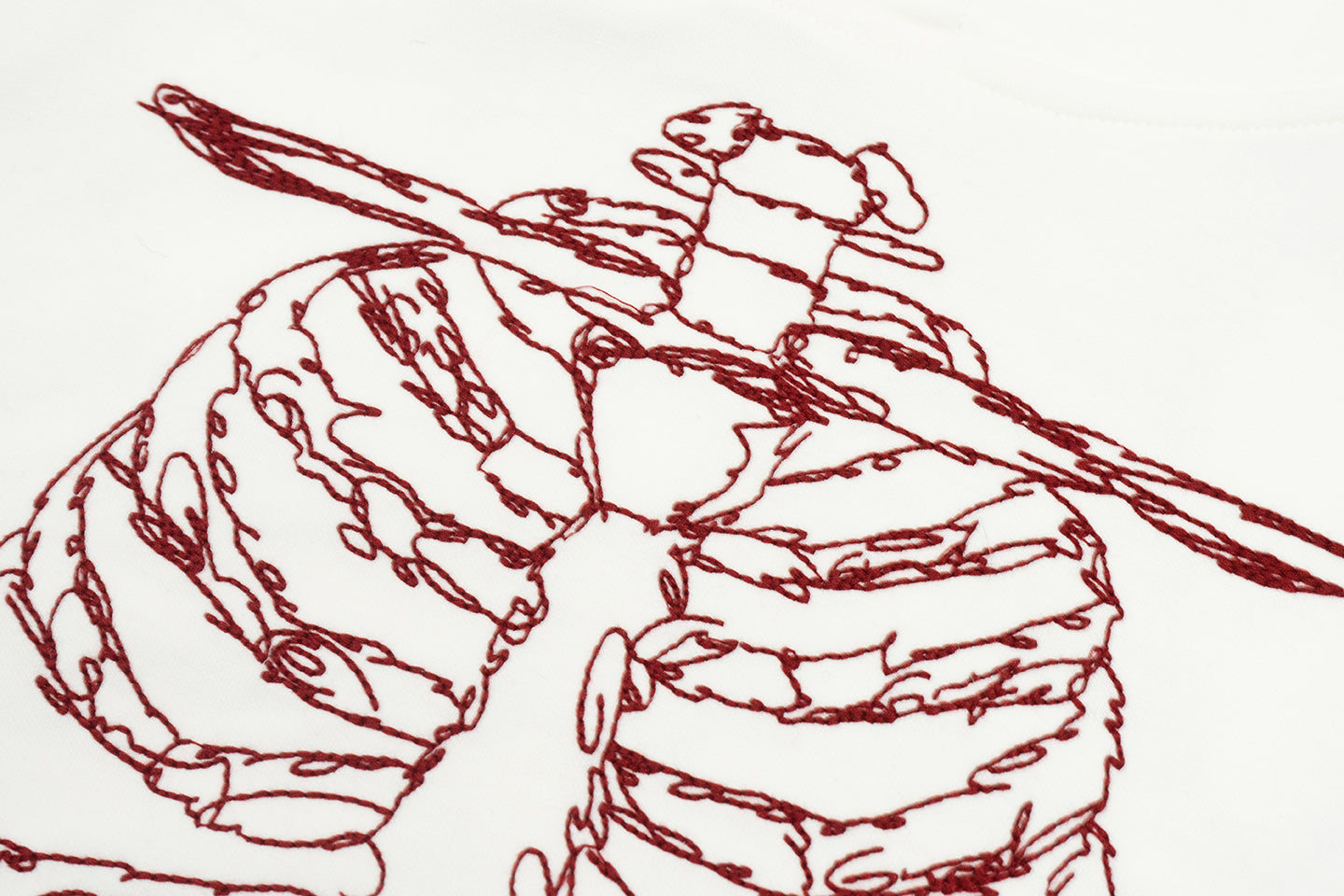 GRAF&WU Skeleton Rib Cage Embroidery Oversized Streetwear Hoodie