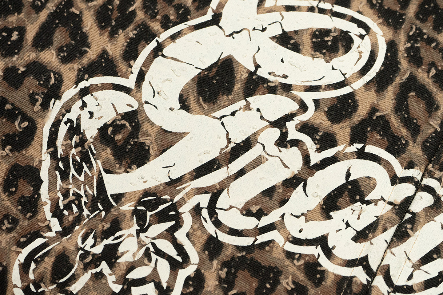 GRAF&WU Vintage Worn-in Leopard Print AK Angel Zipper Hoodie