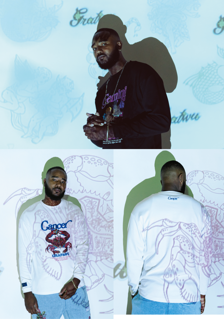 GRAF&WU 12 Signs Rap Lyrics Embroidery Print Long-sleeved Shirt