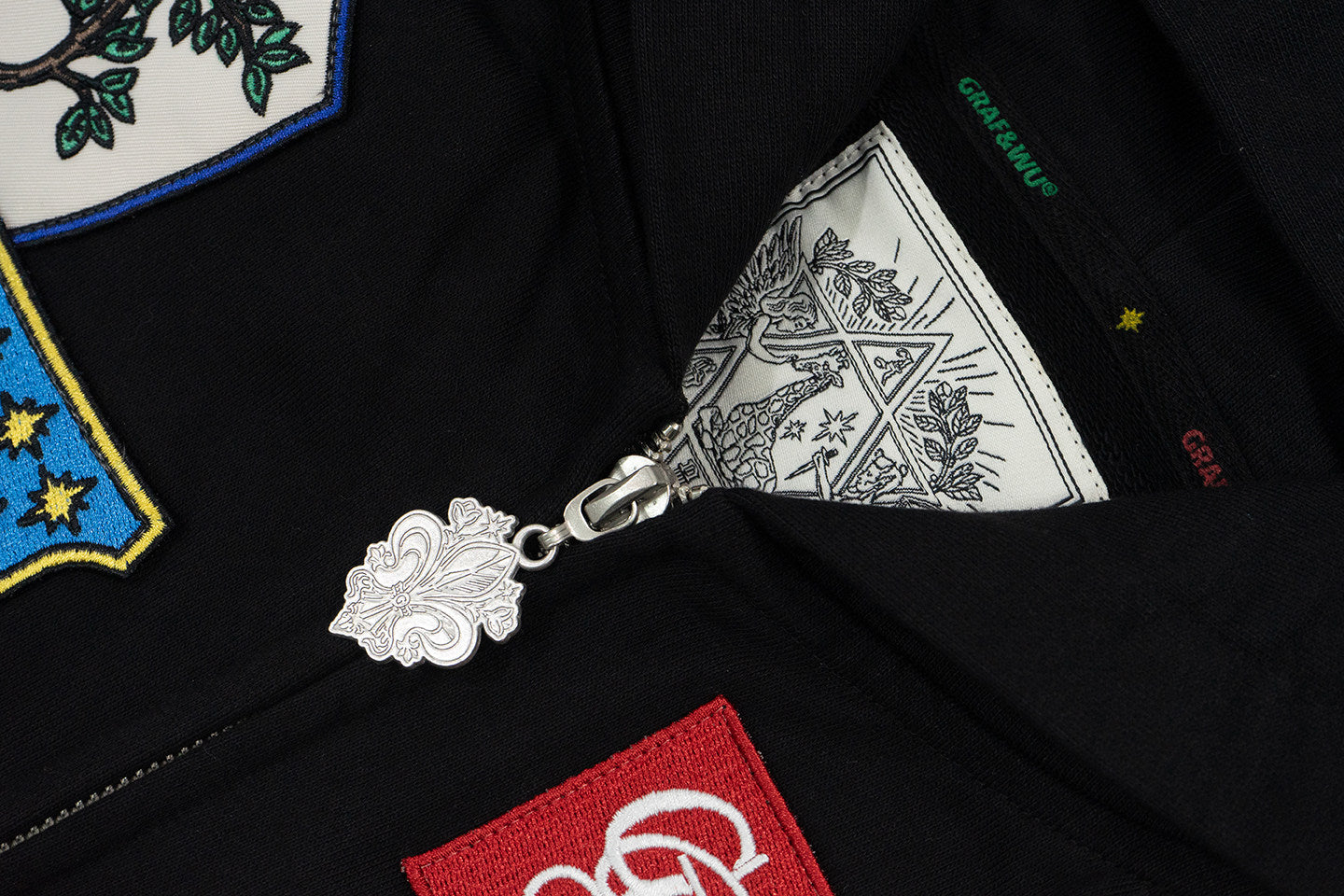 GRAF&WU Badge Character Design Graphic Retro Washed Hoodie