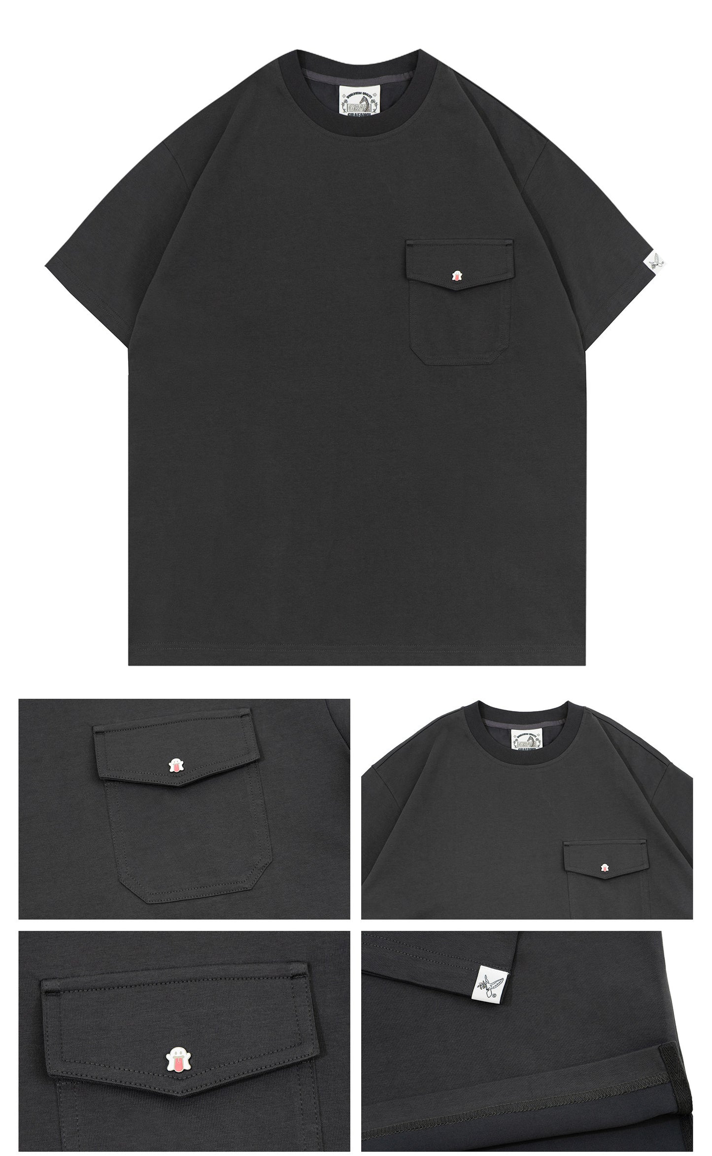 GRAF&WU Clean fit Style Fashion Pocket Design Cooling T-Shirt