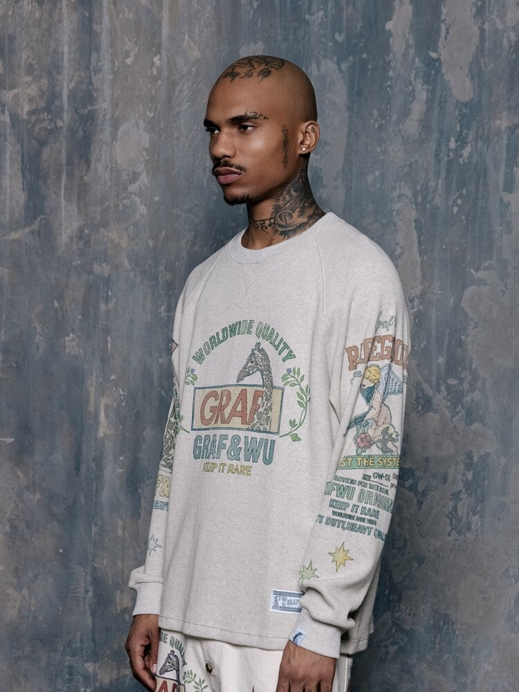 GRAF&WU AK47 Angel Barn Style Printed Cotton Long-Sleeve T-Shirt