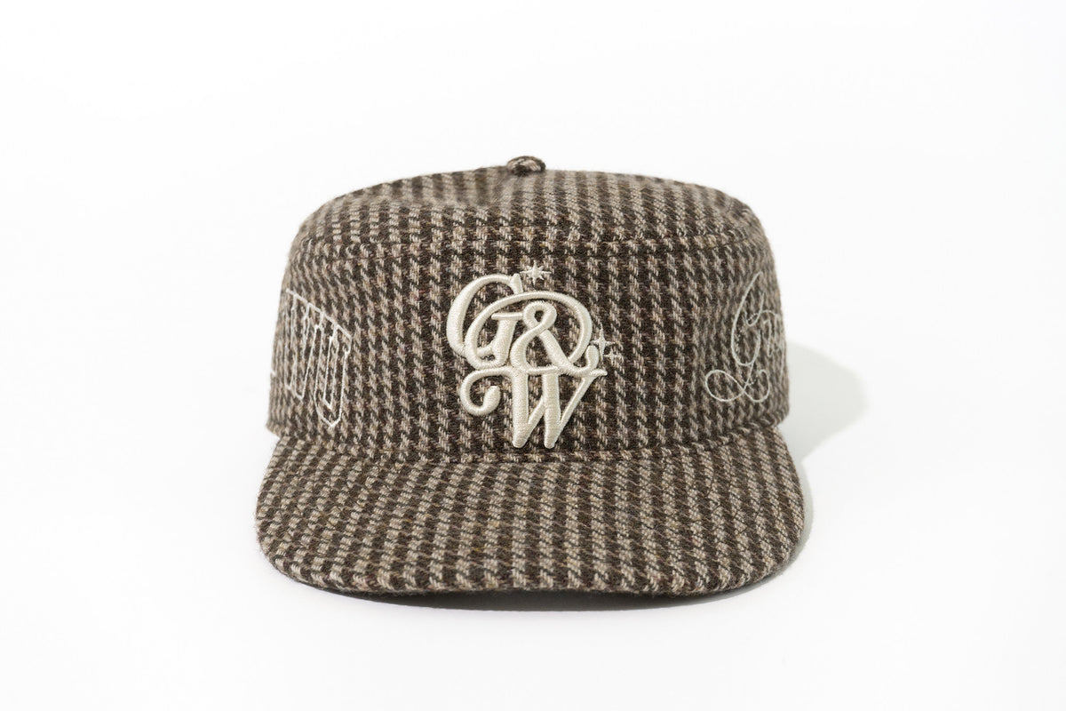 GRAF&WU Houndstooth Design Green Plant Embroidery Streetwear Cap