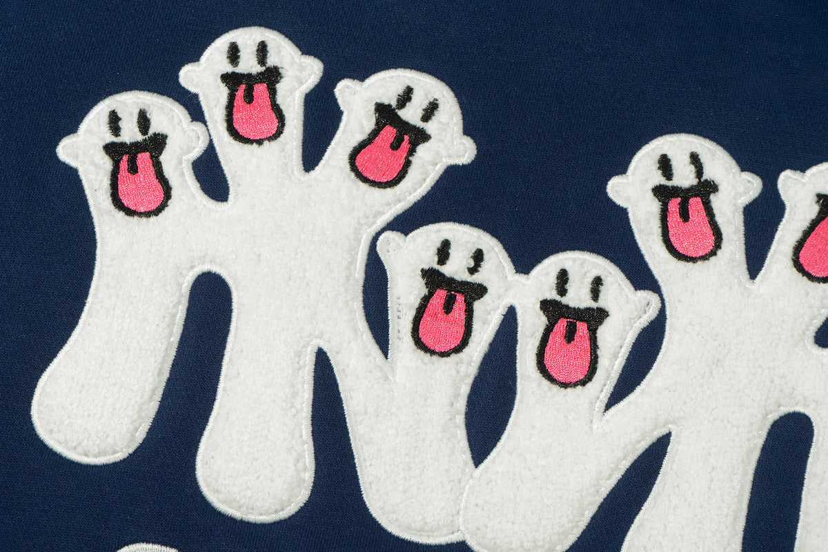 GRAFWU New York Cute Ghost Pattern Fleece Hoodie
