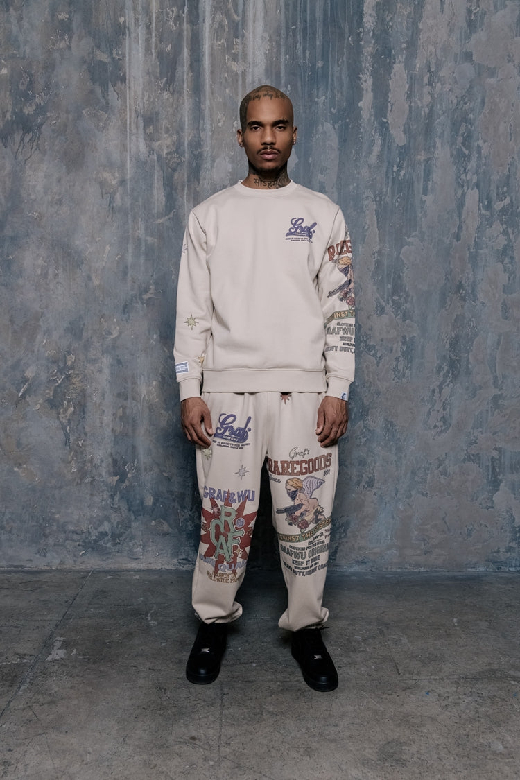 GRAF&WU Goddess Blessing Graphic Oversize Crew Neck Sweatshirt