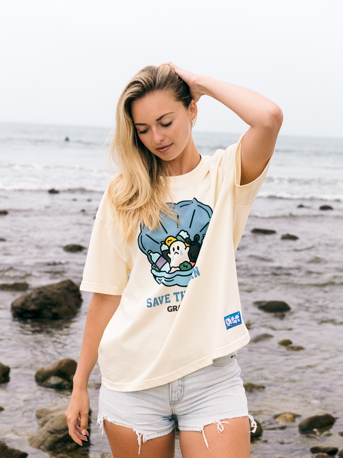 GRAF&WU Protect Ocean Nature Themed Cute Ghost T-shirt