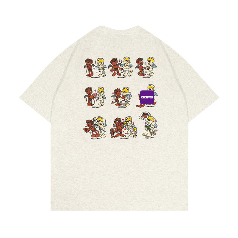 GRAFWU 9 Relationships Angel Devil Embroidery T-Shirts