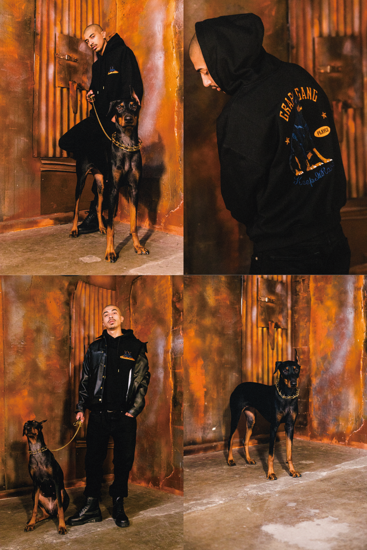 GRAF&WU Classic Doberman Embroidered Black Fleece Hoodie