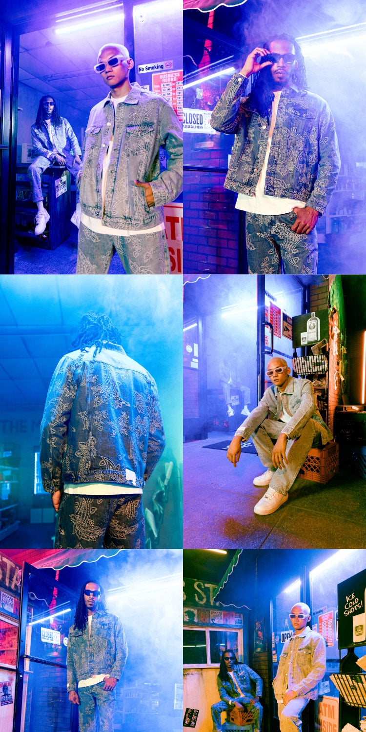 GRAF&WU Paisley Pattern Fashion Denim Jacket