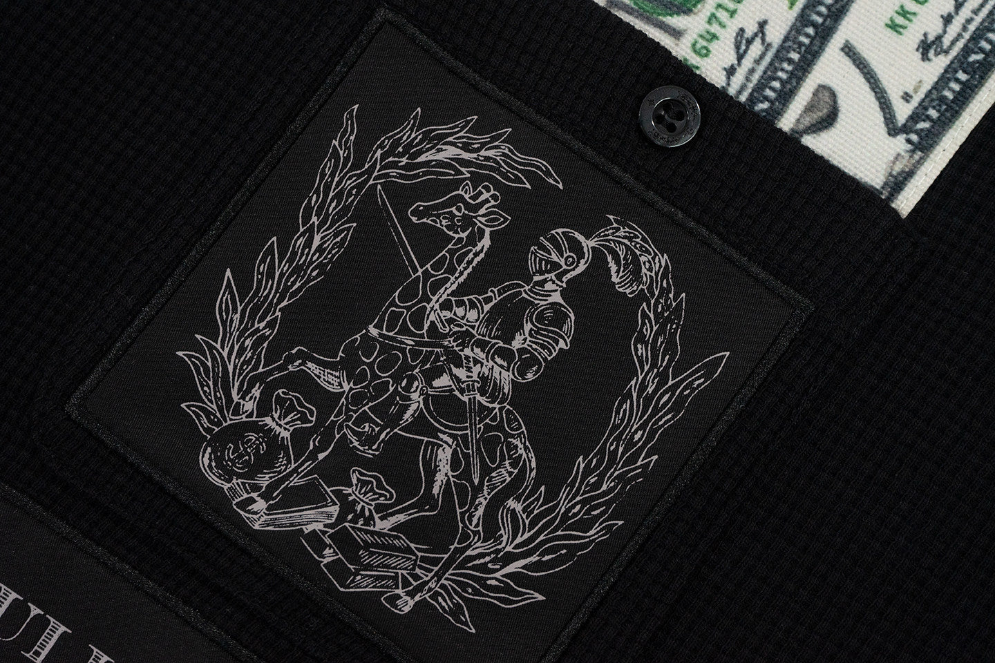 GRAF&WU Paid In Full Giraffe Knight Embroidered Waffle Long Sleeve