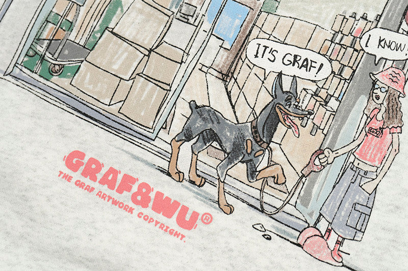 GRAF&WU Doberman Ask Cute Ghost Store Story Hoodie Street Sweatshirt