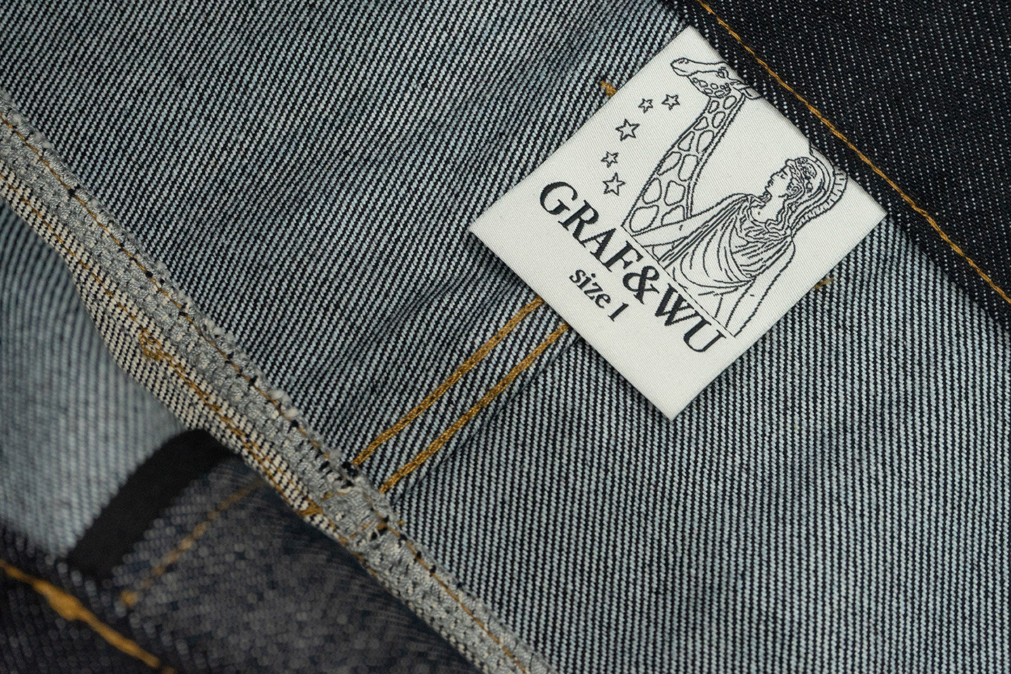 GRAF&WU Vintage Baseball Style Fashion Double-waist Jeans