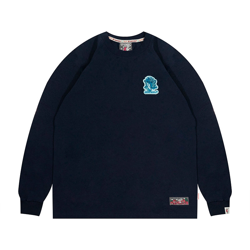 GRAF&WU Five Elements Cute Ghost Embroidery Long-sleeved Shirt