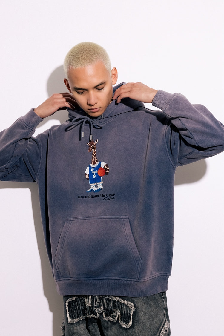 GRAF&WU Fashion Distressed Washed Fade Hoodie