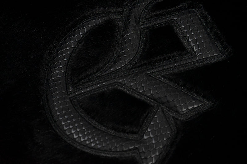 GRAF&WU Snakeskin Patch Embroidery Logo Faux Fur Jacket - Luxury Streetwear Coat