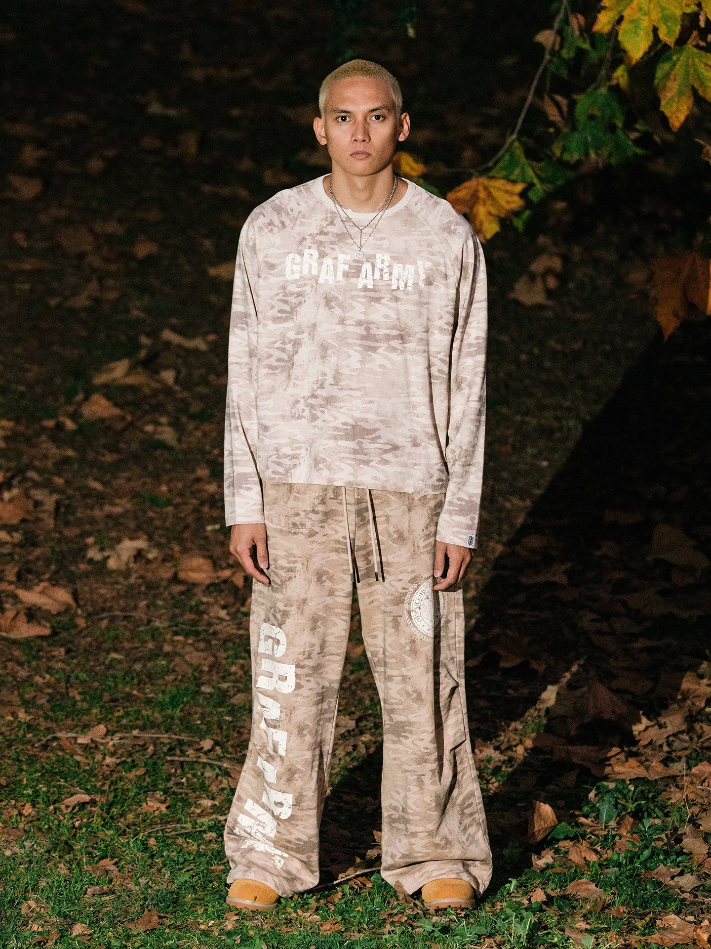 GRAF&WU Vintage Finish Camouflage Thin Long-sleeve Shirt