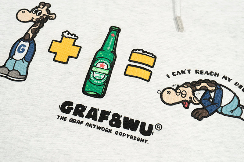 GRAF&WU Drunk Giraffe Funny Fleece Hoodie