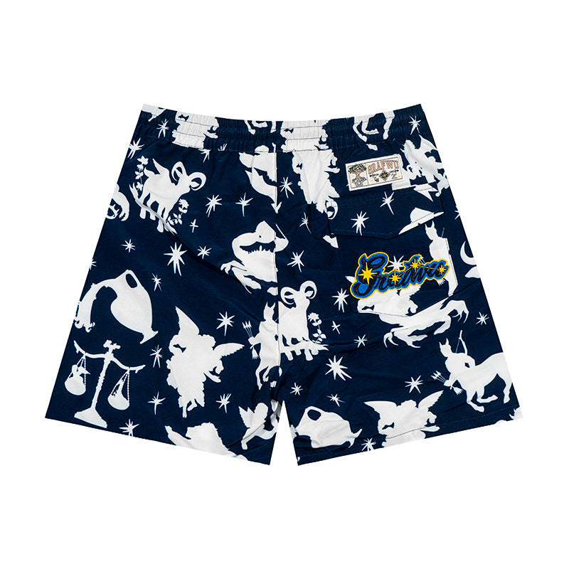 GRAF&WU 12 Zodiac Signs Silhouette Astrology Universe Streetwear Cool Feeling Shorts