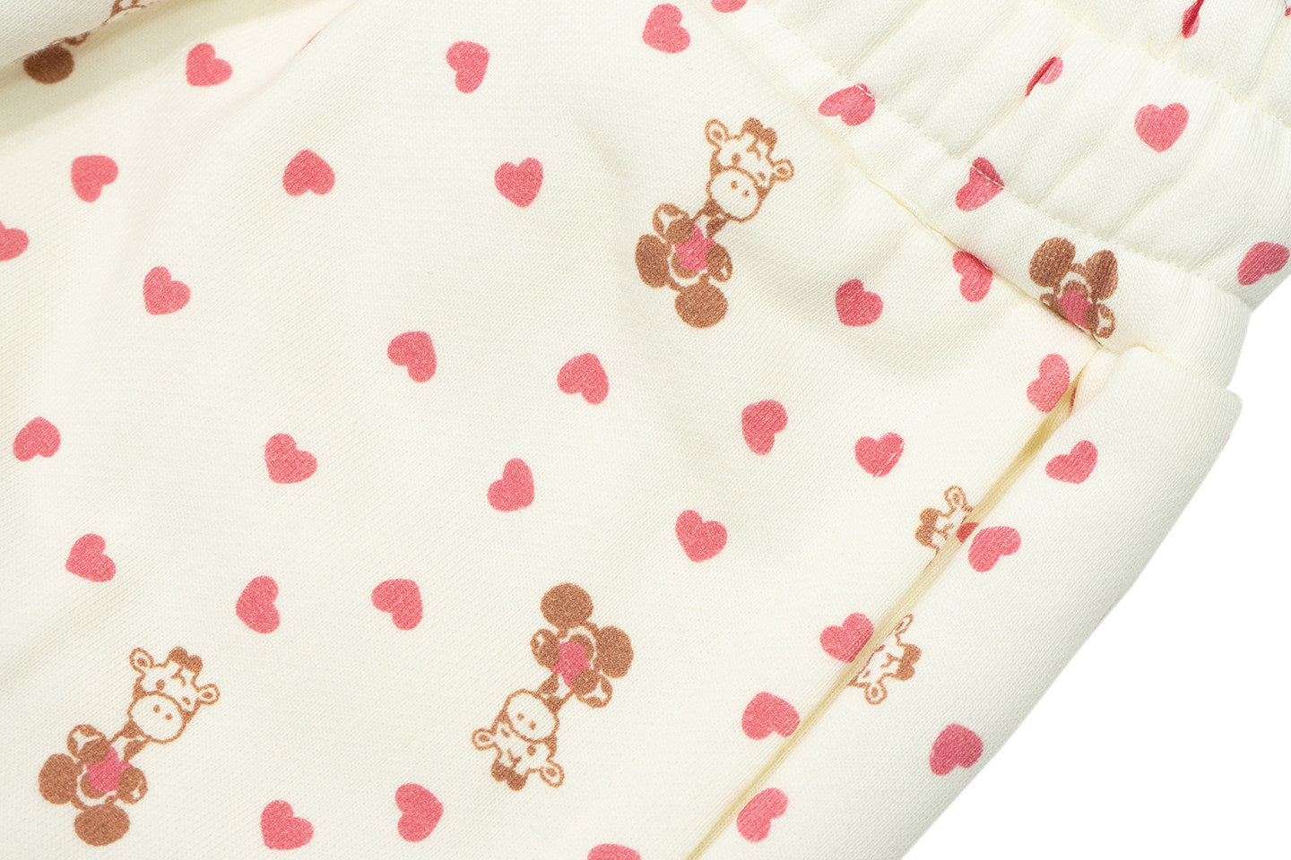GRAF&WU Lovely Heart Giraffe Cream Fleece Pants
