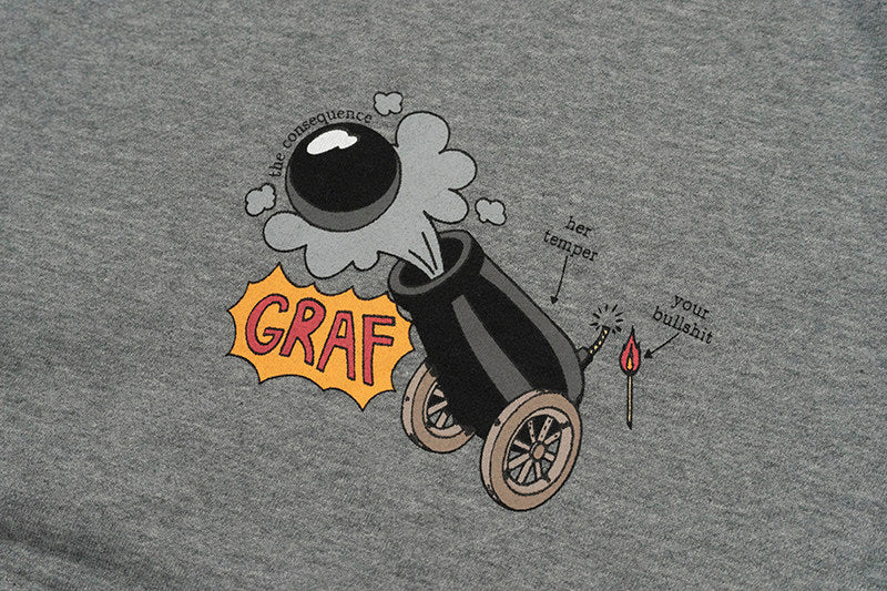 GRAF&WU Happy Wifey Lifey Hoodie | Grey Cartoon Graphic Streetwear