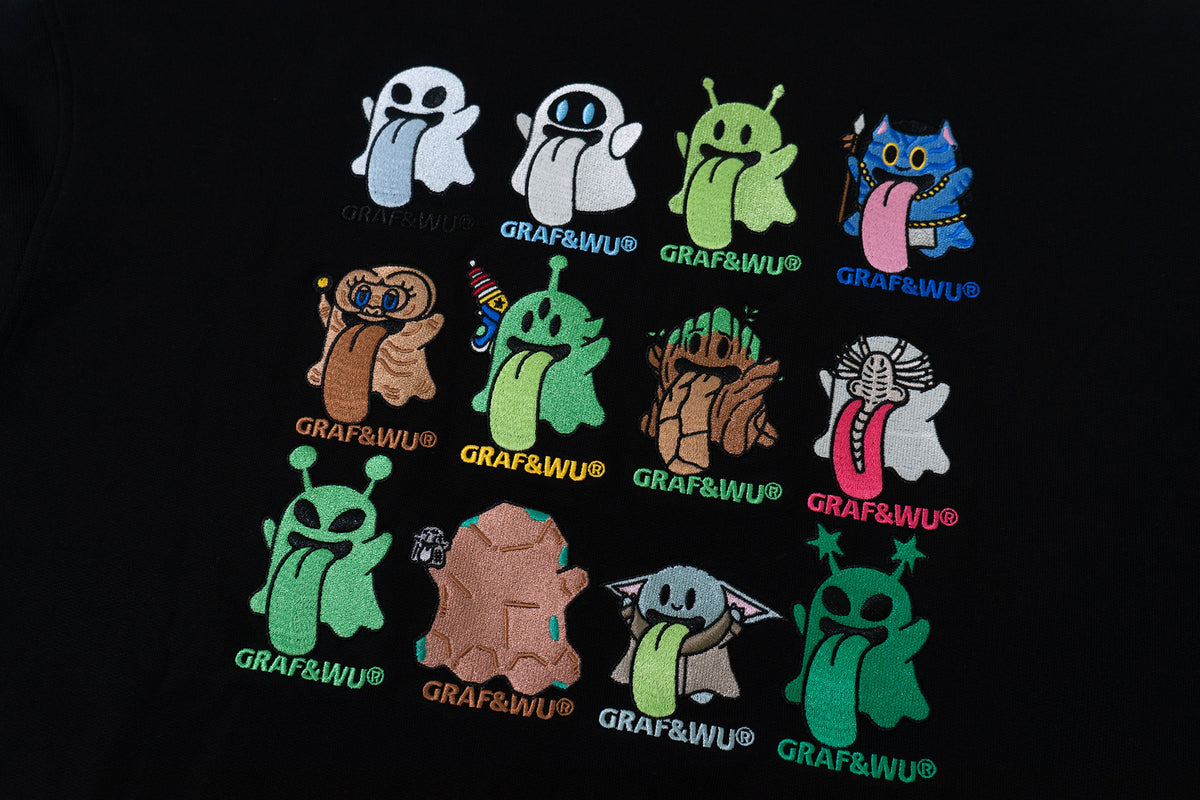 GRAF&WU Alien Ghost UFO Cow Graphic Hoodie