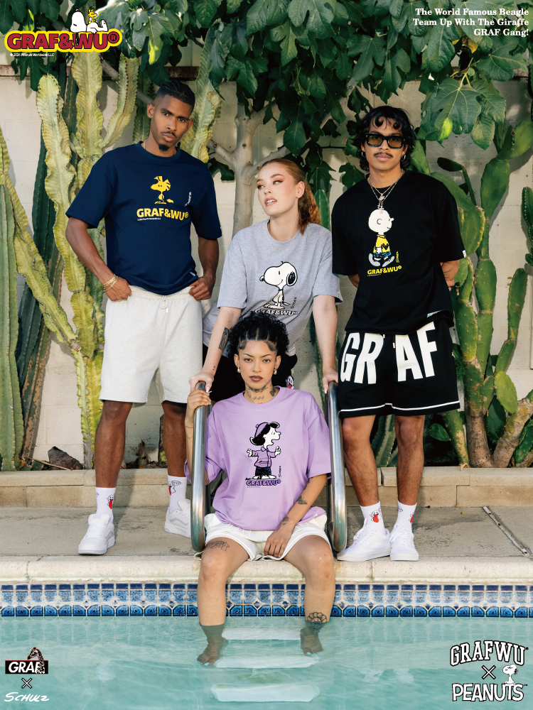 GRAF x PEANUTS Collab Charlie Brown Cartoon Print T-Shirt