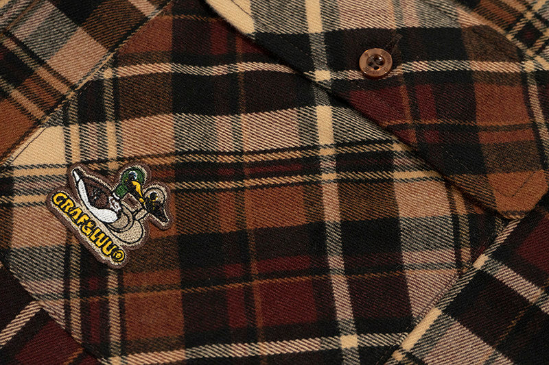 GRAF&WU Duck Hunting Mini Embroidered Plaid Loose Shirts