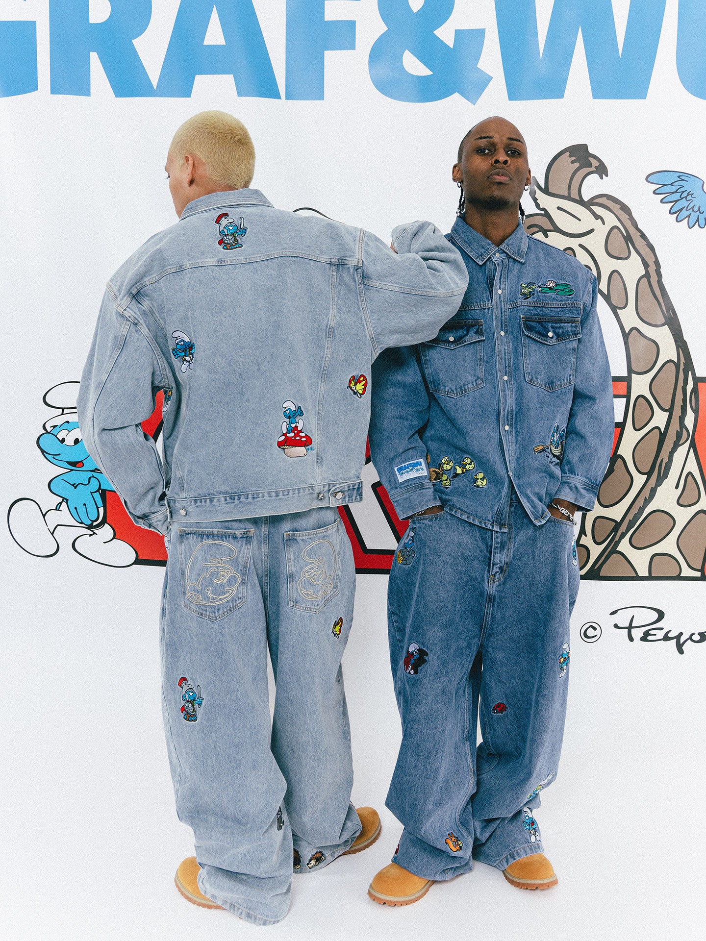 GRAF X SMURF Dragonfly Frog Character Landscape Embroidered Shirt