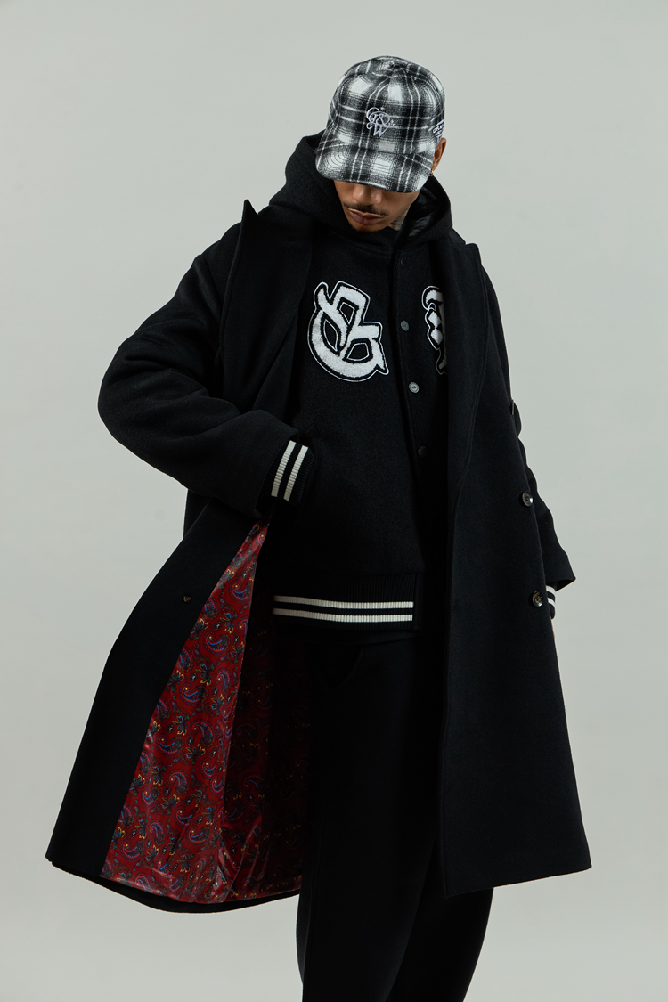 GRAF&WU Embroidered Wool Blend Thick Coat Baseball Jacket