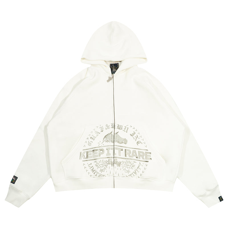 GRAF&WU Vintage AK47 Angel Barn Thick Fleece Zip-up Hoodie