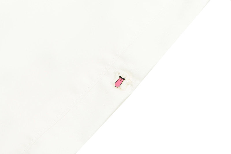 GRAF&WU Cute Button Embroidered Patch Vacation Lightweight Shorts