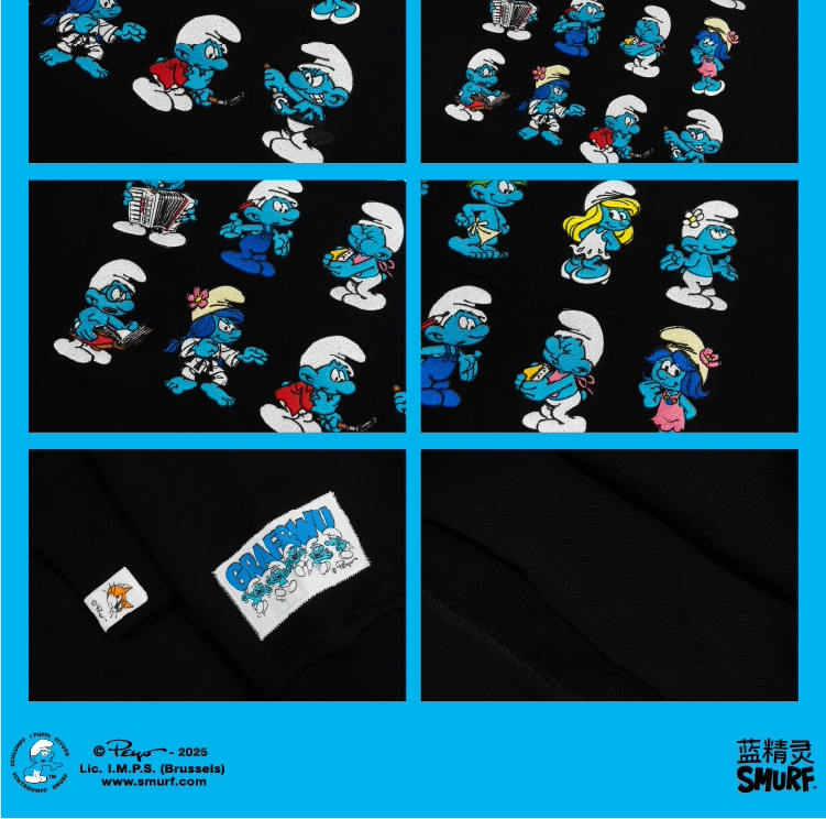 GRAF X SMURF 12 Smurf Characters Embroidered Fleece Hoodies