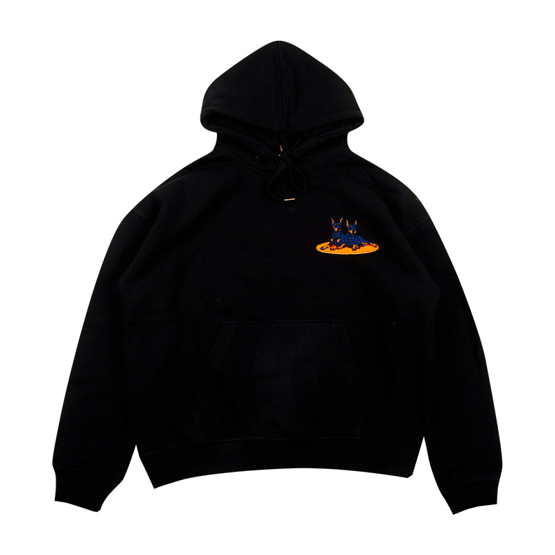 GRAF&WU Classic Doberman Embroidered Black Fleece Hoodie