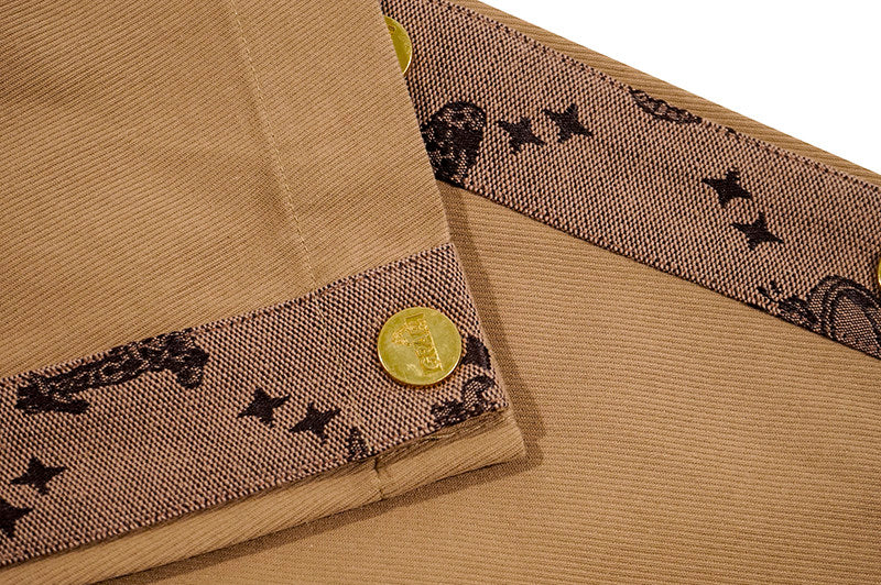 GRAF&WU Casual Fashion Canvas Cargo Side Button Pants