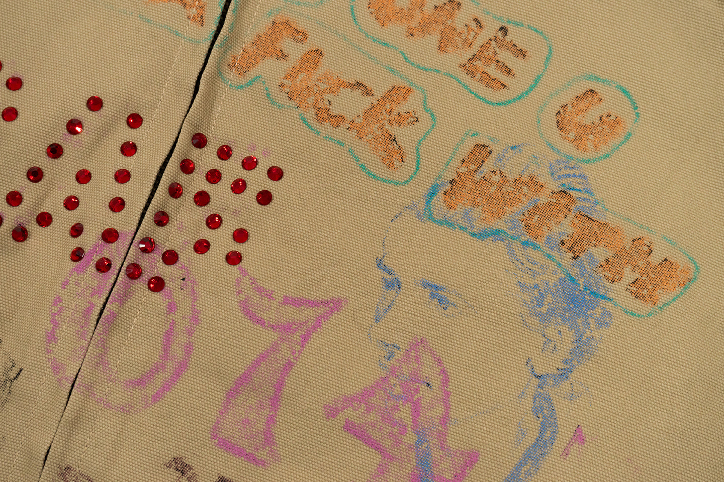 GRAF&WU Leather Collar Harrington Graffiti Vintage Jacket