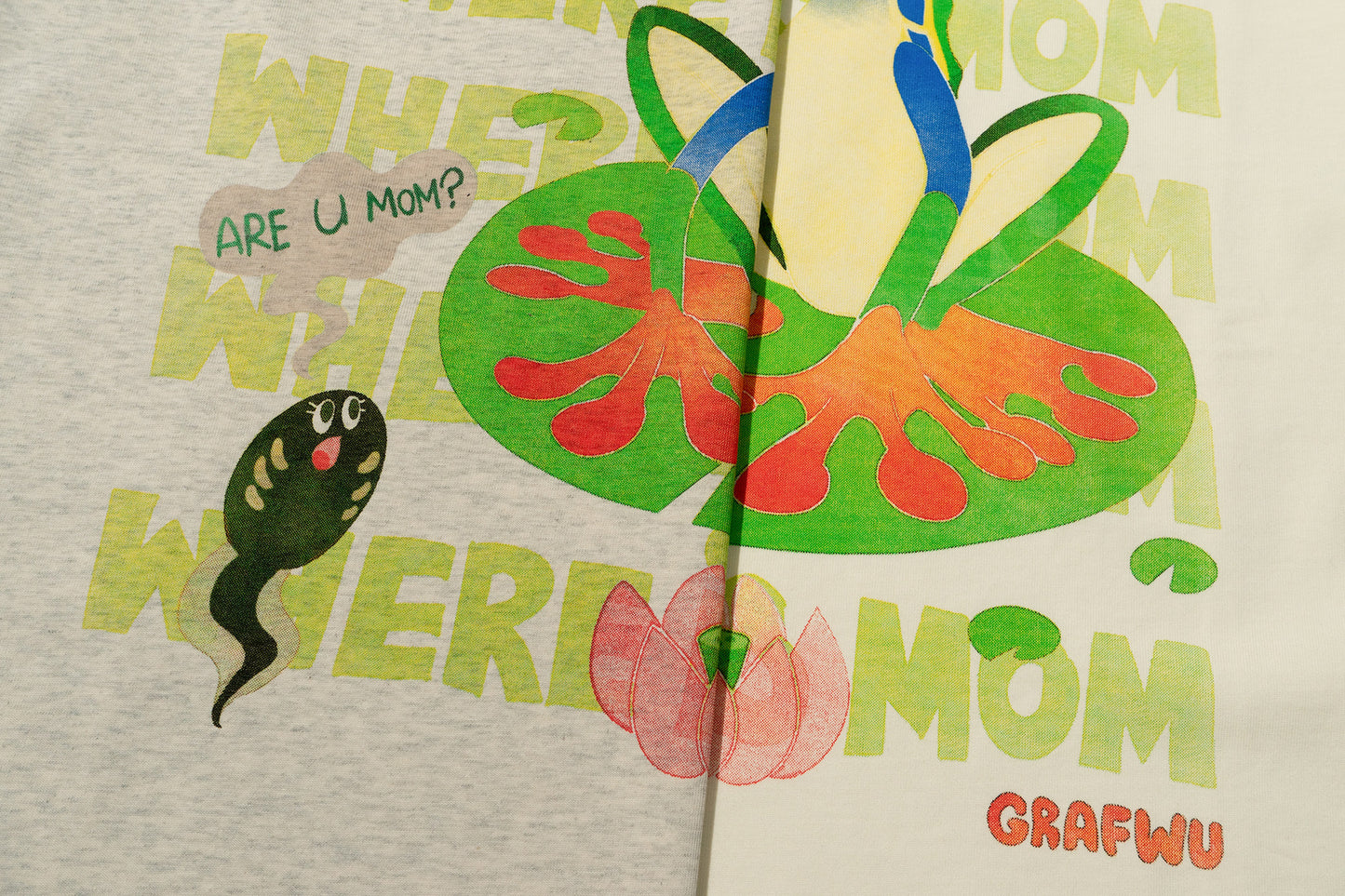 GRAF&WU Giraffe Fable Tadpoles Find Their Original Home Thin Cool Feeling Fabric T-Shirt