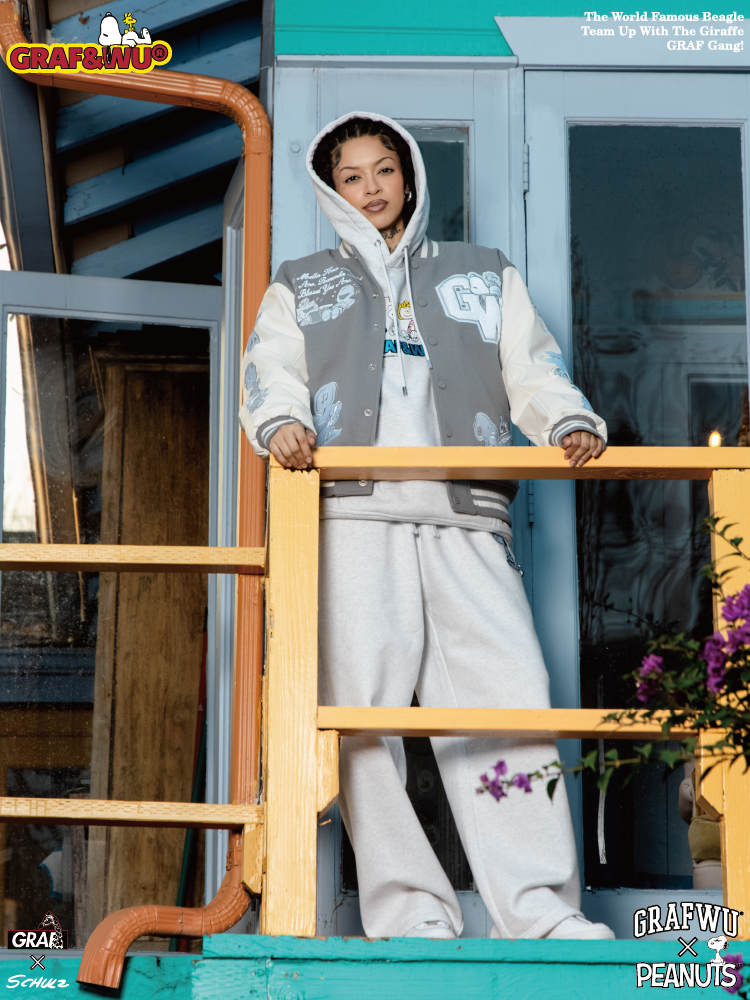GRAF X PEANUTS All Characters Embroidered Baseball Jacket