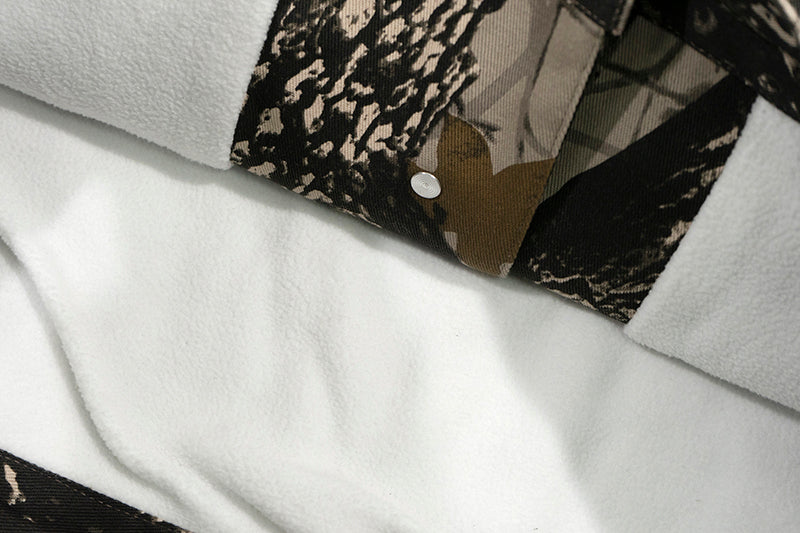 GRAF&WU Leaf Branch Camo Fleece Work Jacket - Outdoor Tactical Jacket