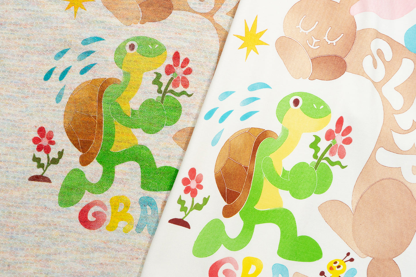 GRAF&WU【Giraffe Fable】Tortoise And Hare Race Star Print Street Ice Silk T-Shirt