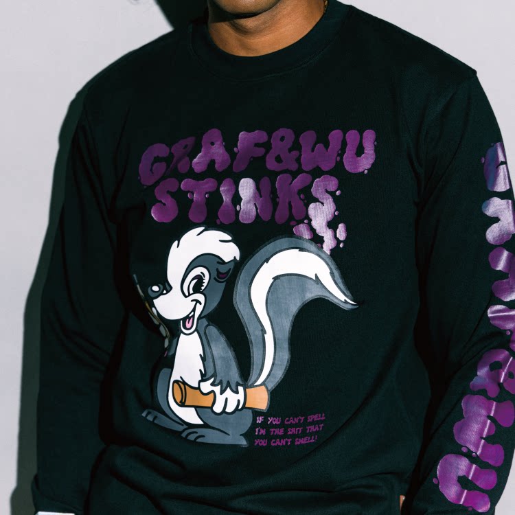 GRAF&WU Stink Writer Skunk Write Lyrics Long-sleeved T-shirt